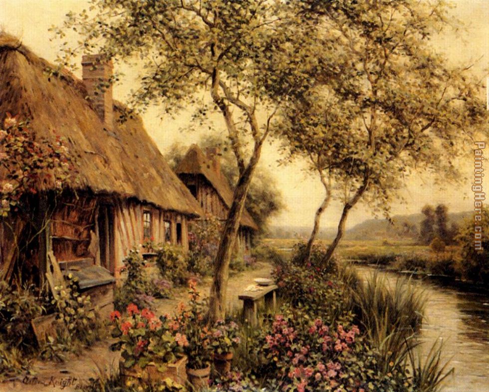 Cottages Beside A River painting - Louis Aston Knight Cottages Beside A River art painting